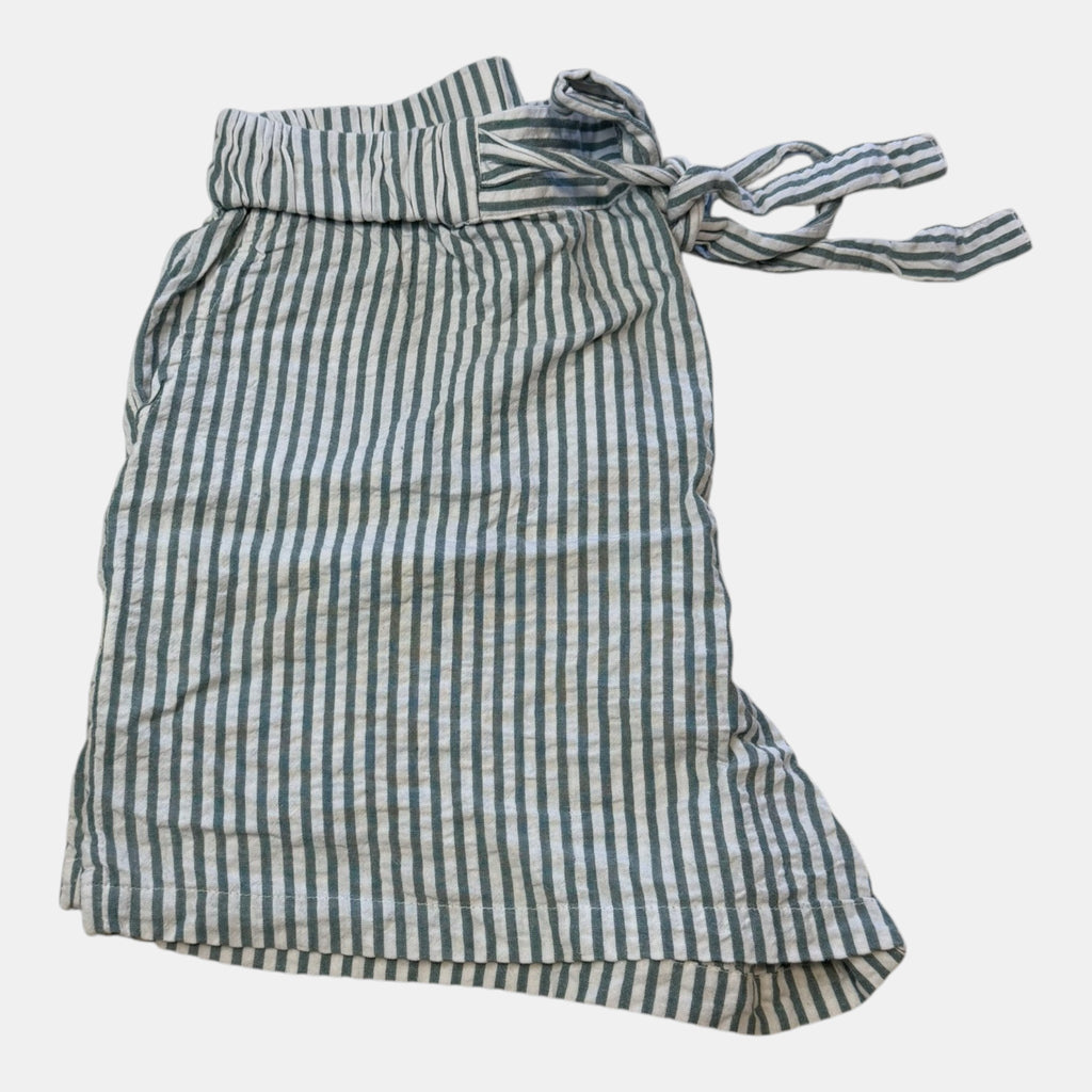 L.O.V. Green Stripe Cotton Paperbag Shorts