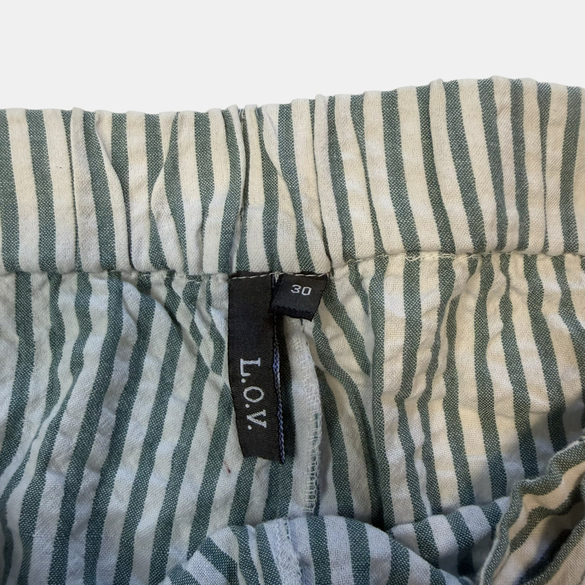 L.O.V. Green Stripe Cotton Paperbag Shorts