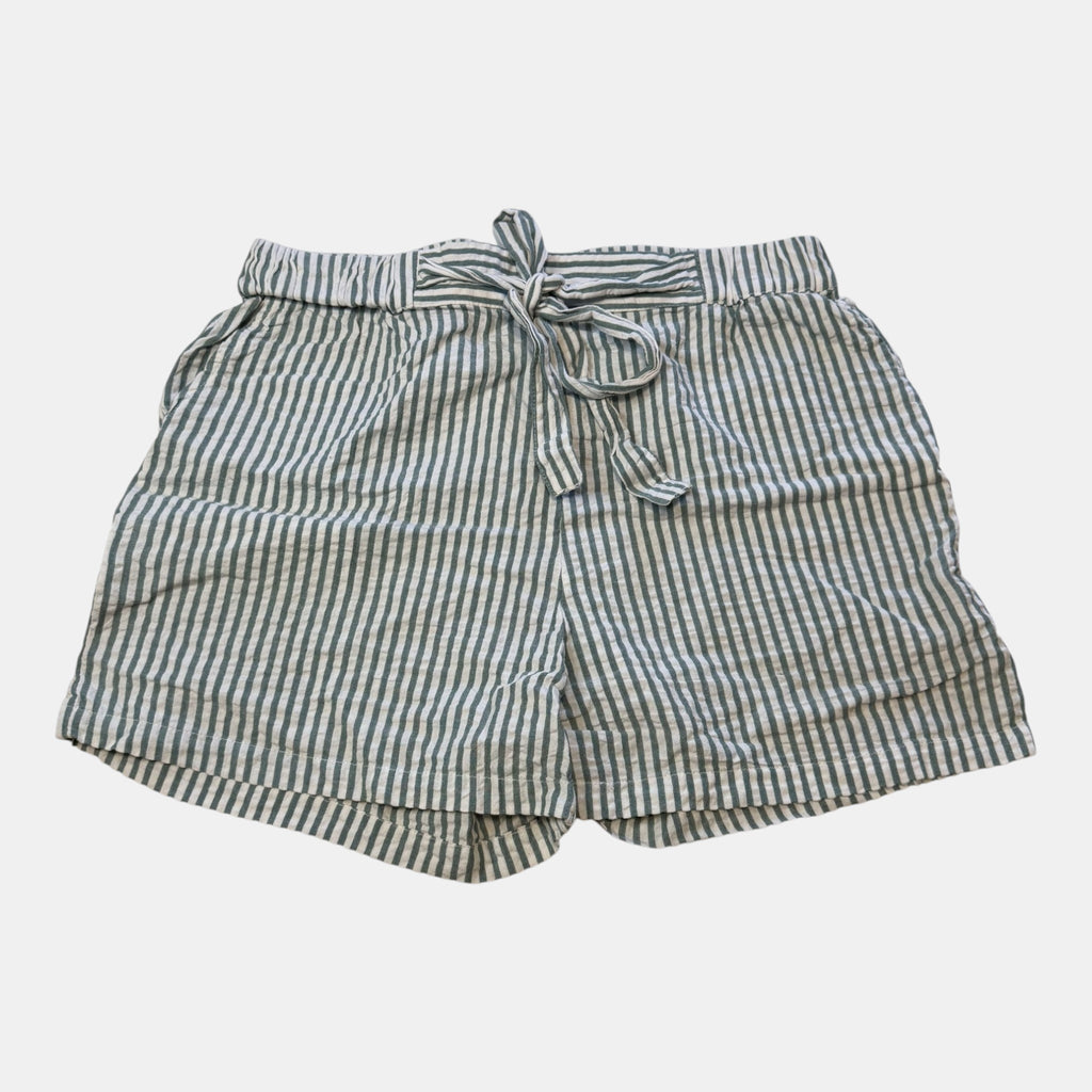 L.O.V. Green Stripe Cotton Paperbag Shorts