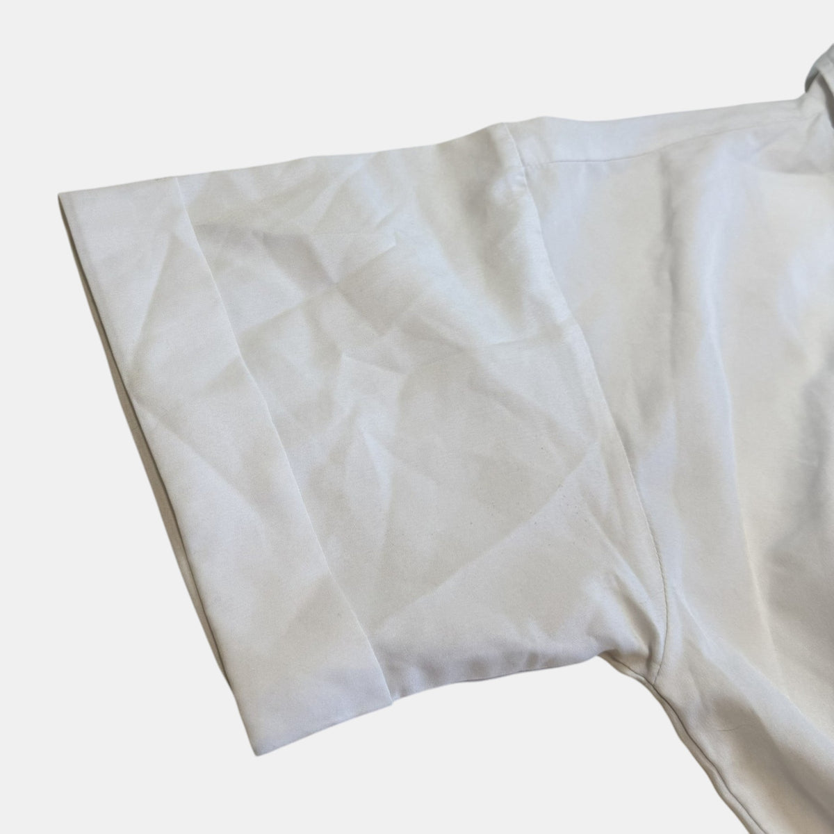 Stalk White Short Sleeve Oversized Button Up Shirt.