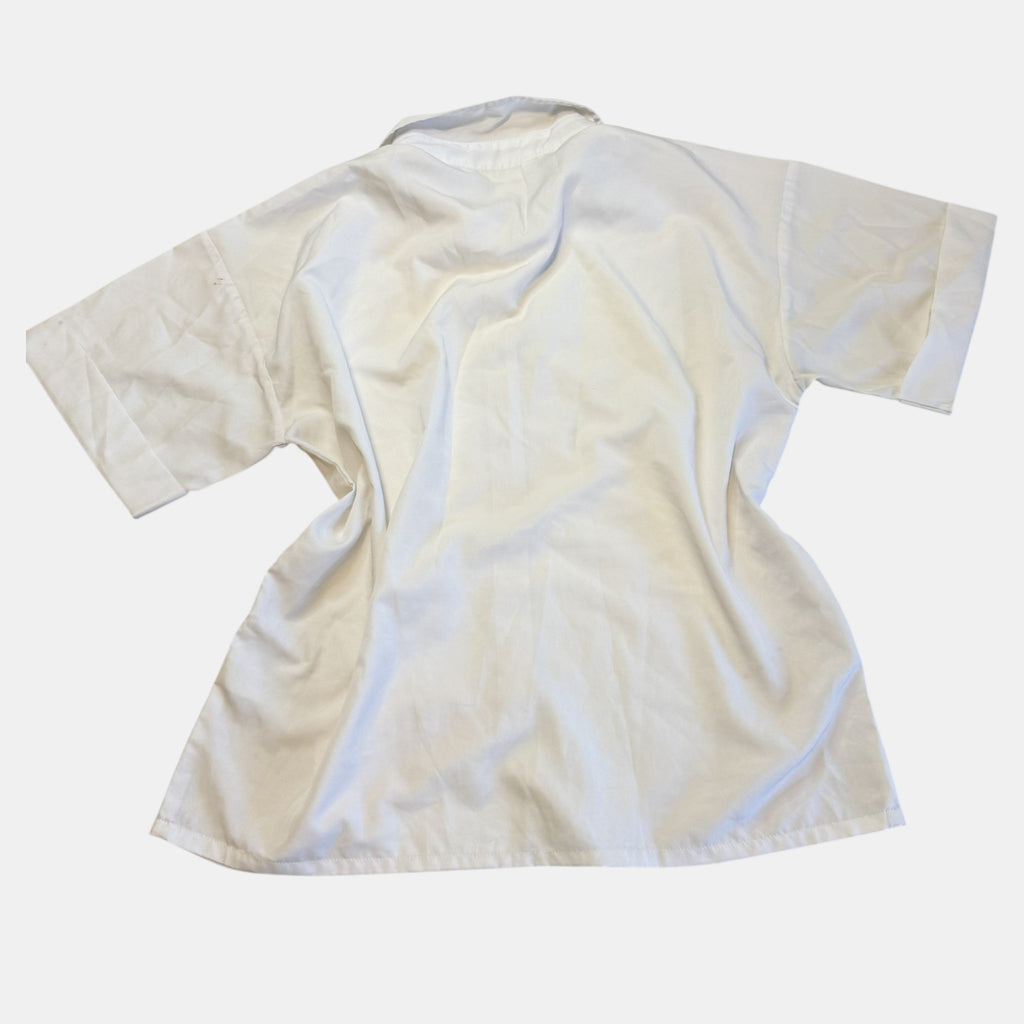Stalk White Short Sleeve Oversized Button Up Shirt.