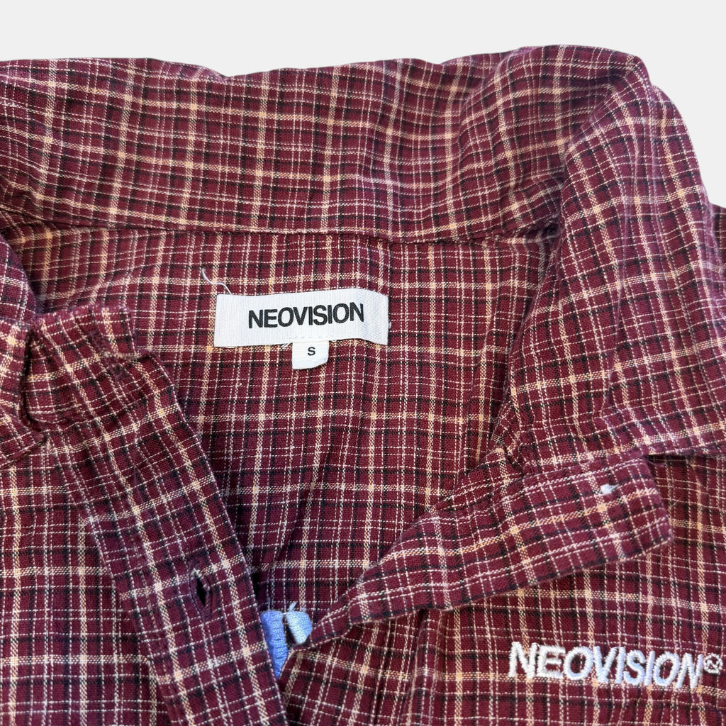 Neovision Plaid Puff Sleeve Button Up Blouse