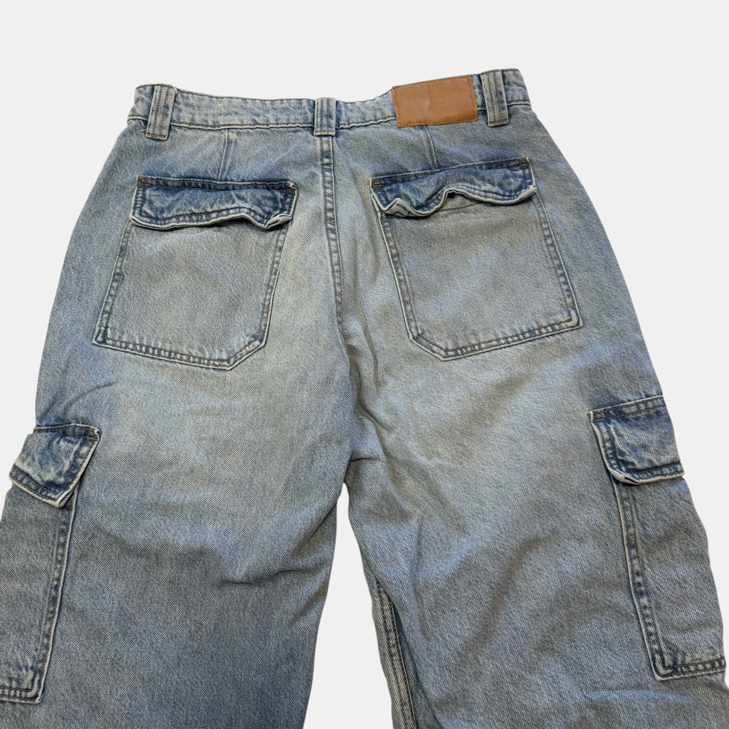 Cotton On Relaxed Fit Multi Pocket Denim Cargo Jeans.