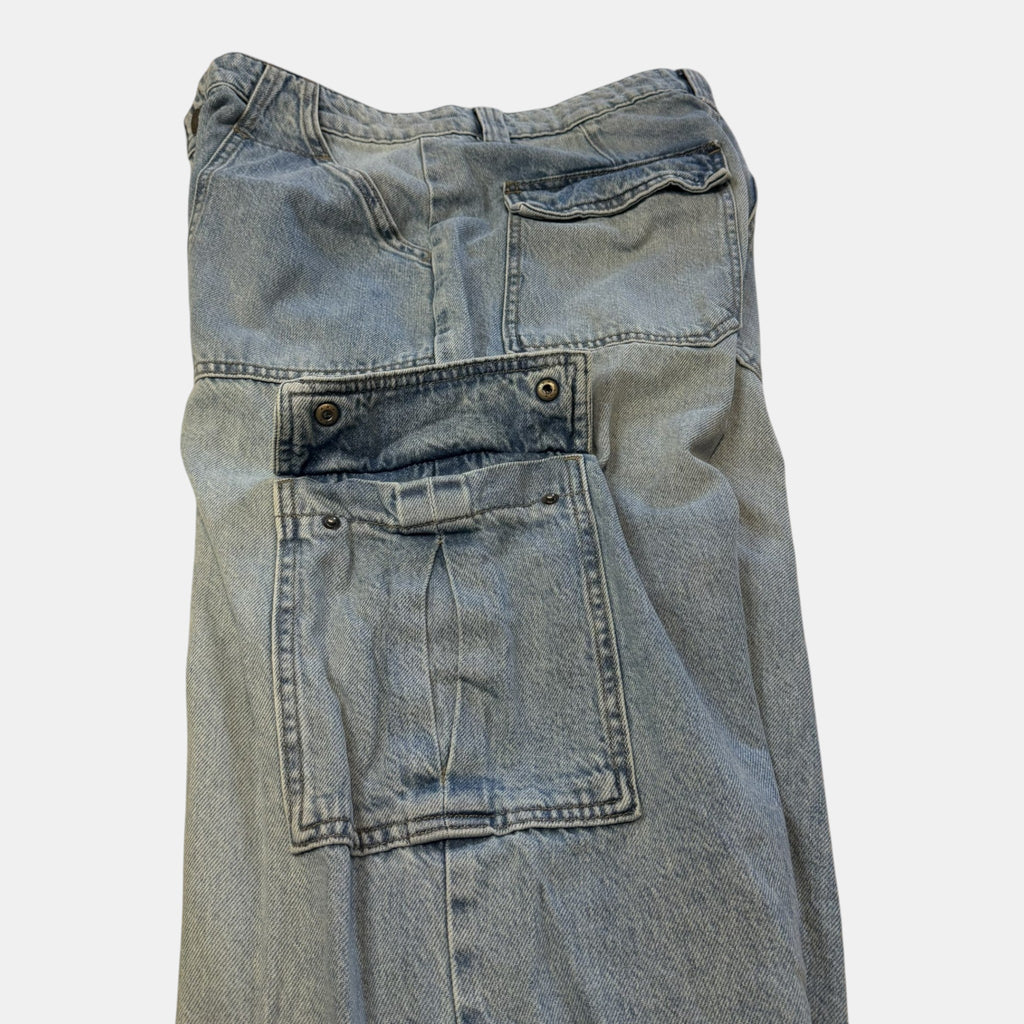 Cotton On Relaxed Fit Multi Pocket Denim Cargo Jeans.