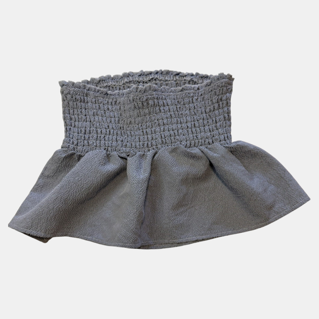 Factorie Striped Shirred Peplum Coquette Tube Top.