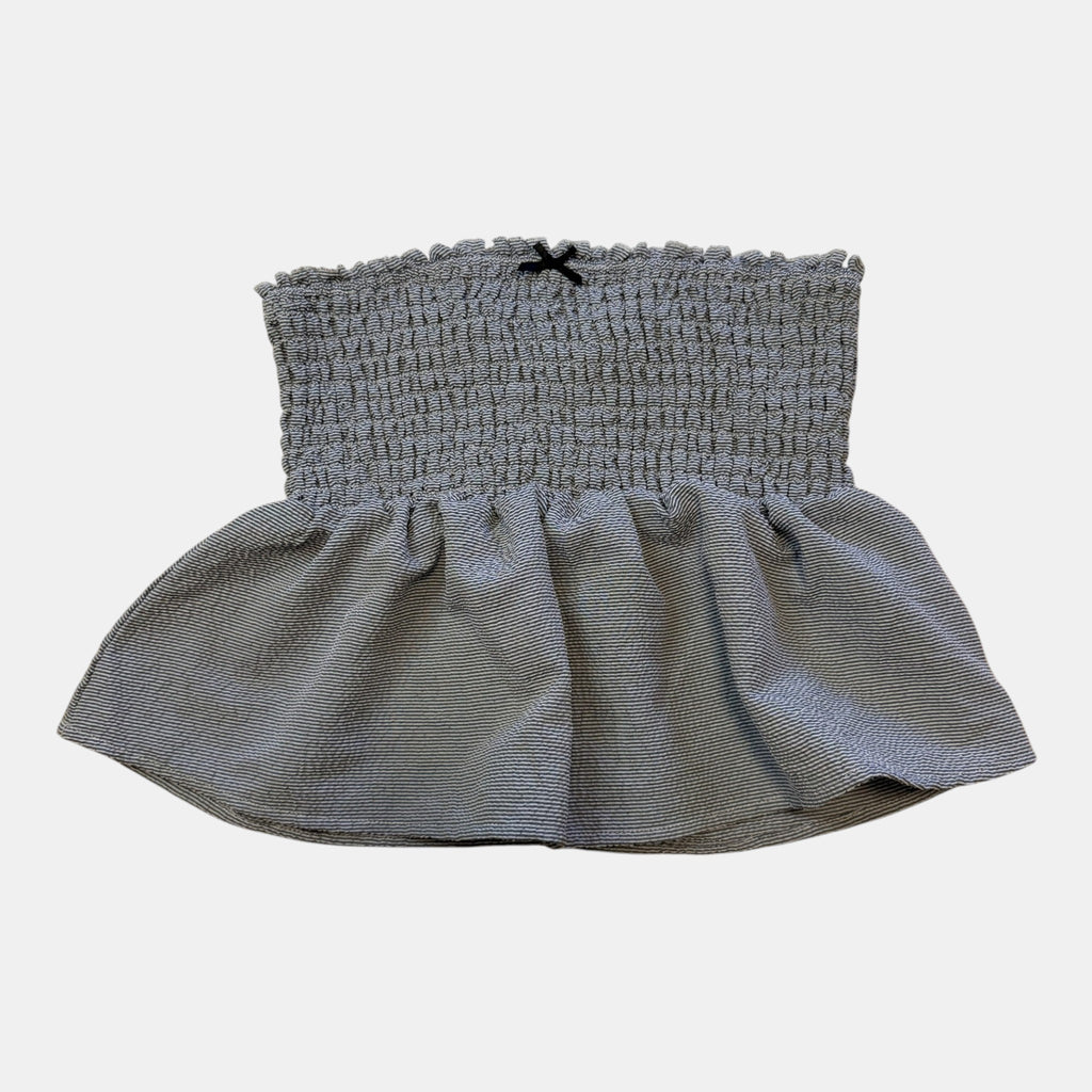 Factorie Striped Shirred Peplum Coquette Tube Top.