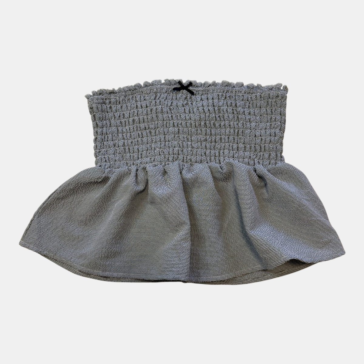Factorie Striped Shirred Peplum Coquette Tube Top.