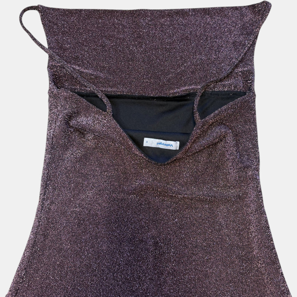 Valleygirl Bronze Metallic Glitter Cowl Neck