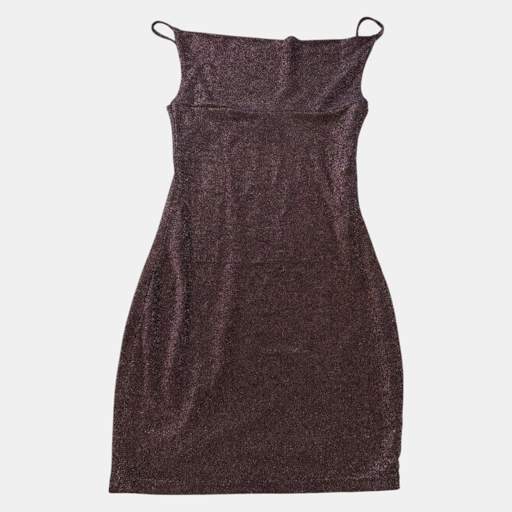 Valleygirl Bronze Metallic Glitter Cowl Neck