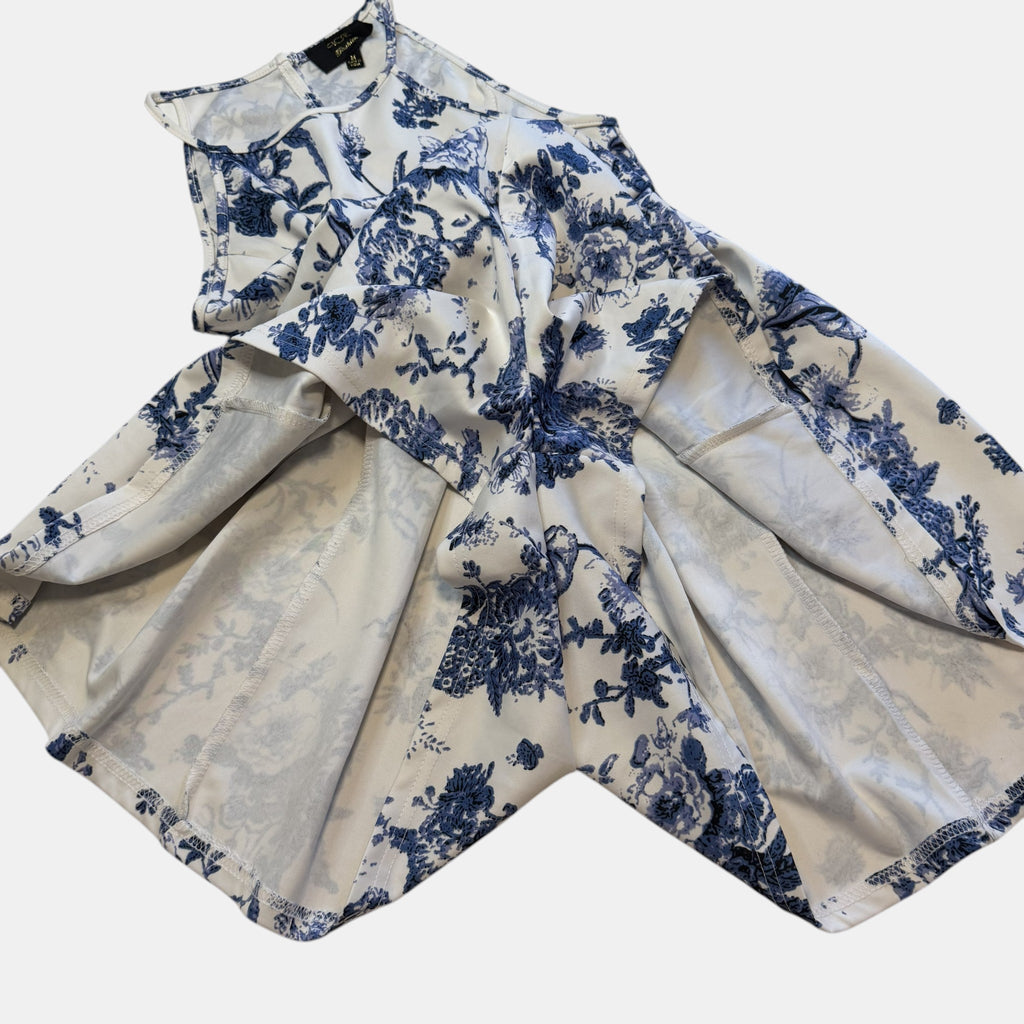 Ace Fashion Blue and White Floral Halter Neck Skort Playsuit.