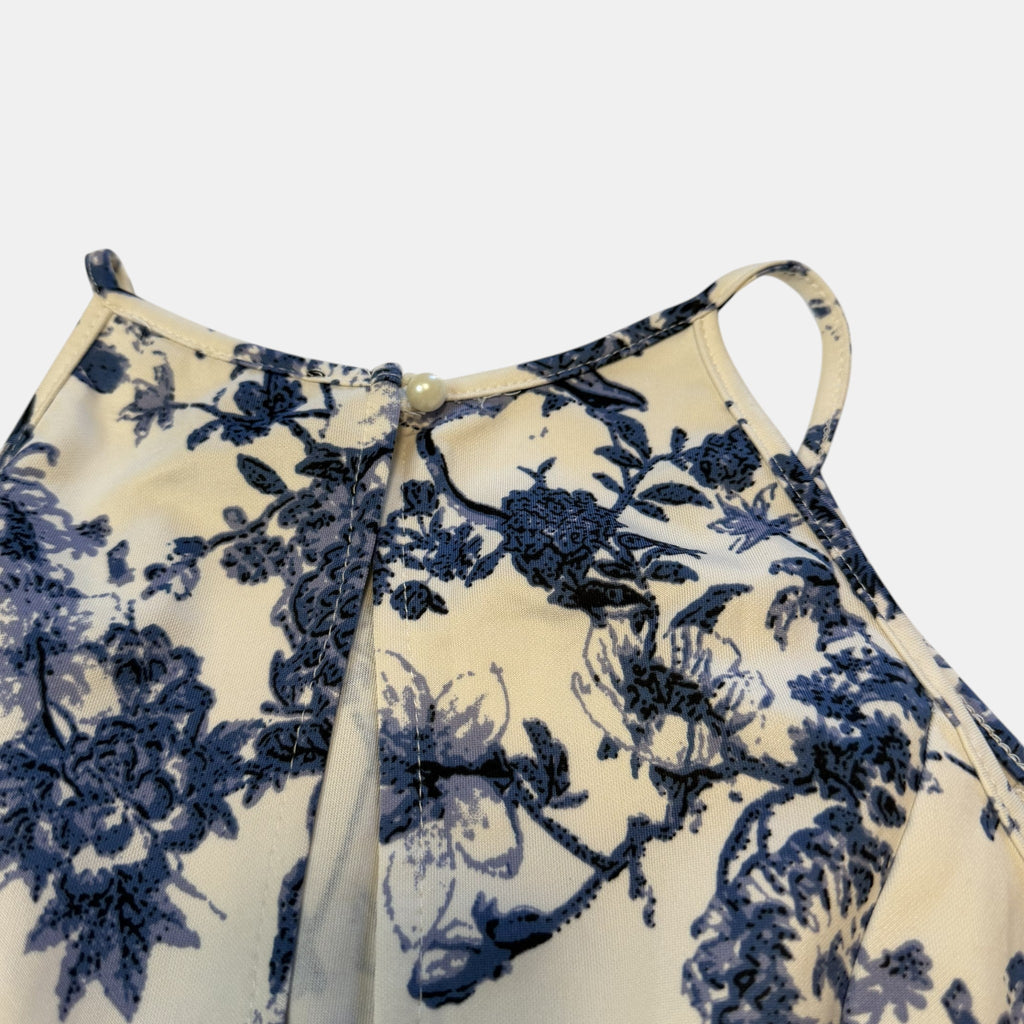 Ace Fashion Blue and White Floral Halter Neck Skort Playsuit.