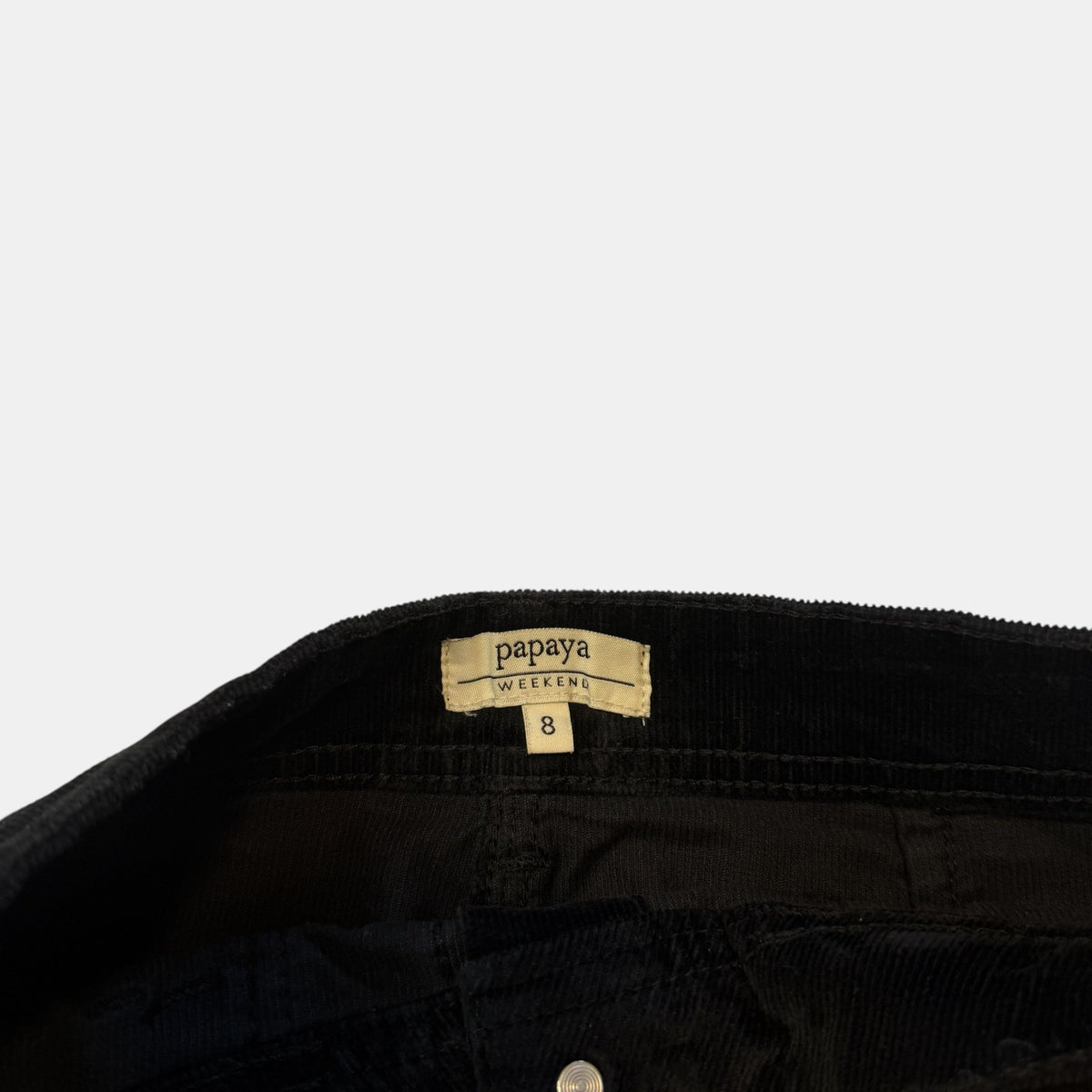 Papaya Weekend Black Corduroy Button Front Mini Skirt.