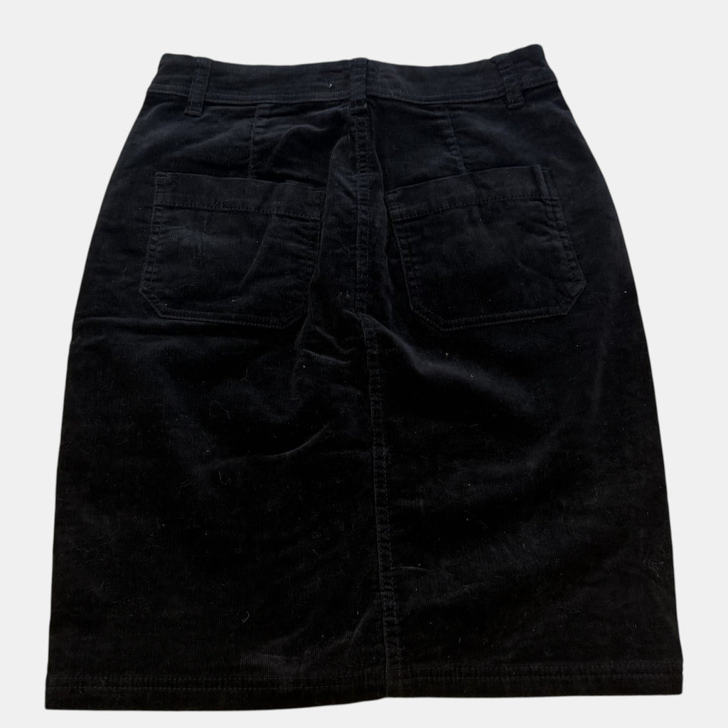 Papaya Weekend Black Corduroy Button Front Mini Skirt.