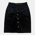 Papaya Weekend Black Corduroy Button Front Mini Skirt.