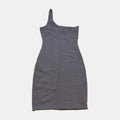 Meshki Charcoal Grey Ribbed One Shoulder Bodycon Mini Dress.