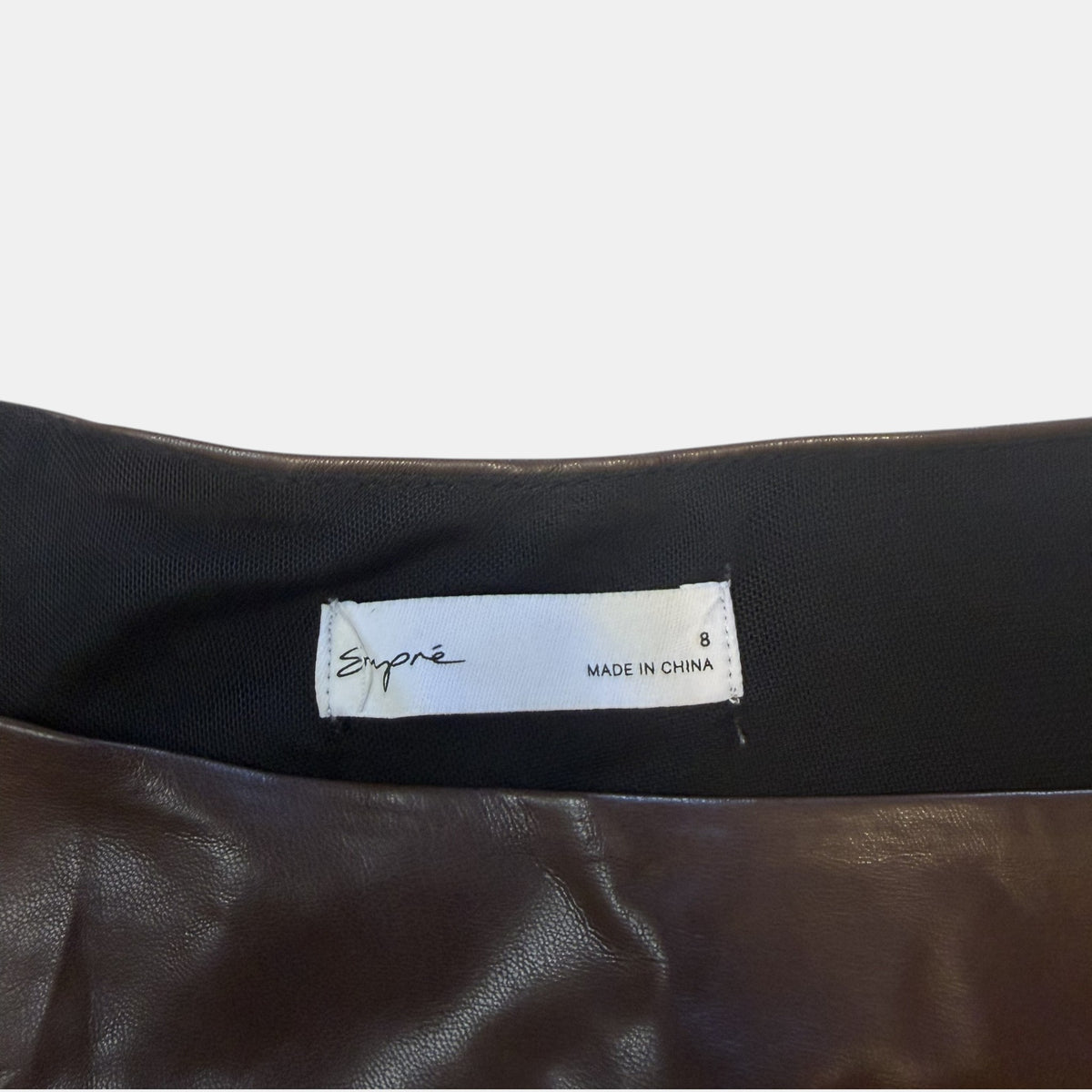 Supré Chocolate Brown Faux Leather Ruched Off Shoulder Top.