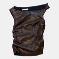 Supré Chocolate Brown Faux Leather Ruched Off Shoulder Top.