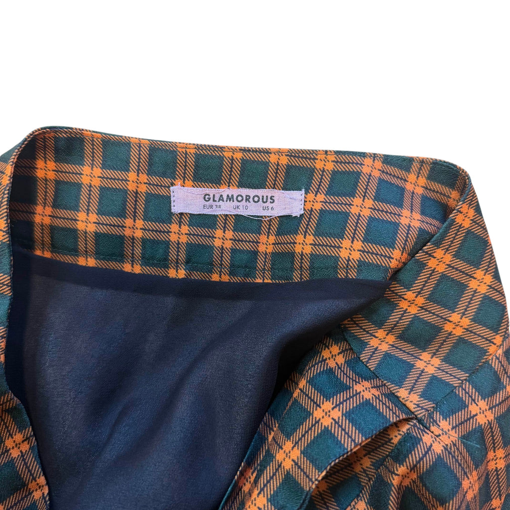 GLAMOROUS Plaid A-Line Mini Skirt with Tie Waist