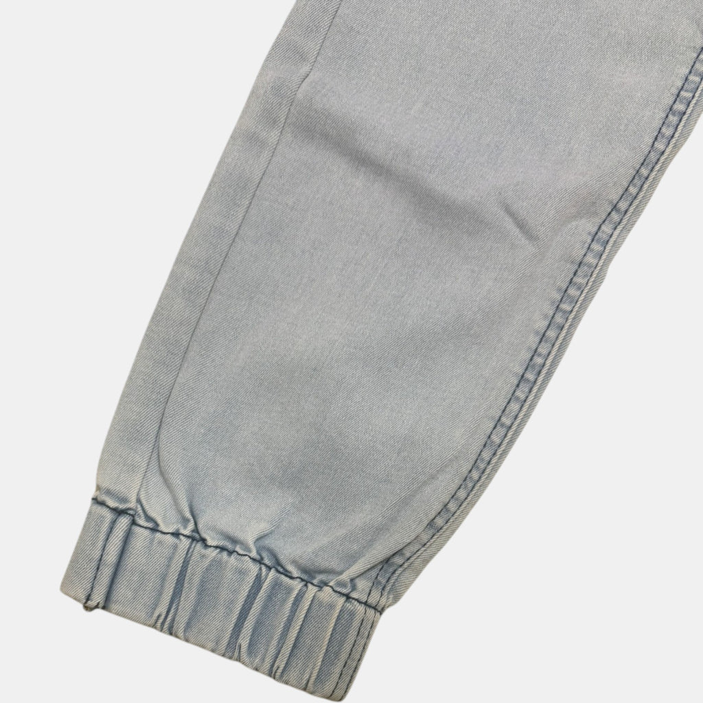 Light Wash Distressed Moto Denim Joggers