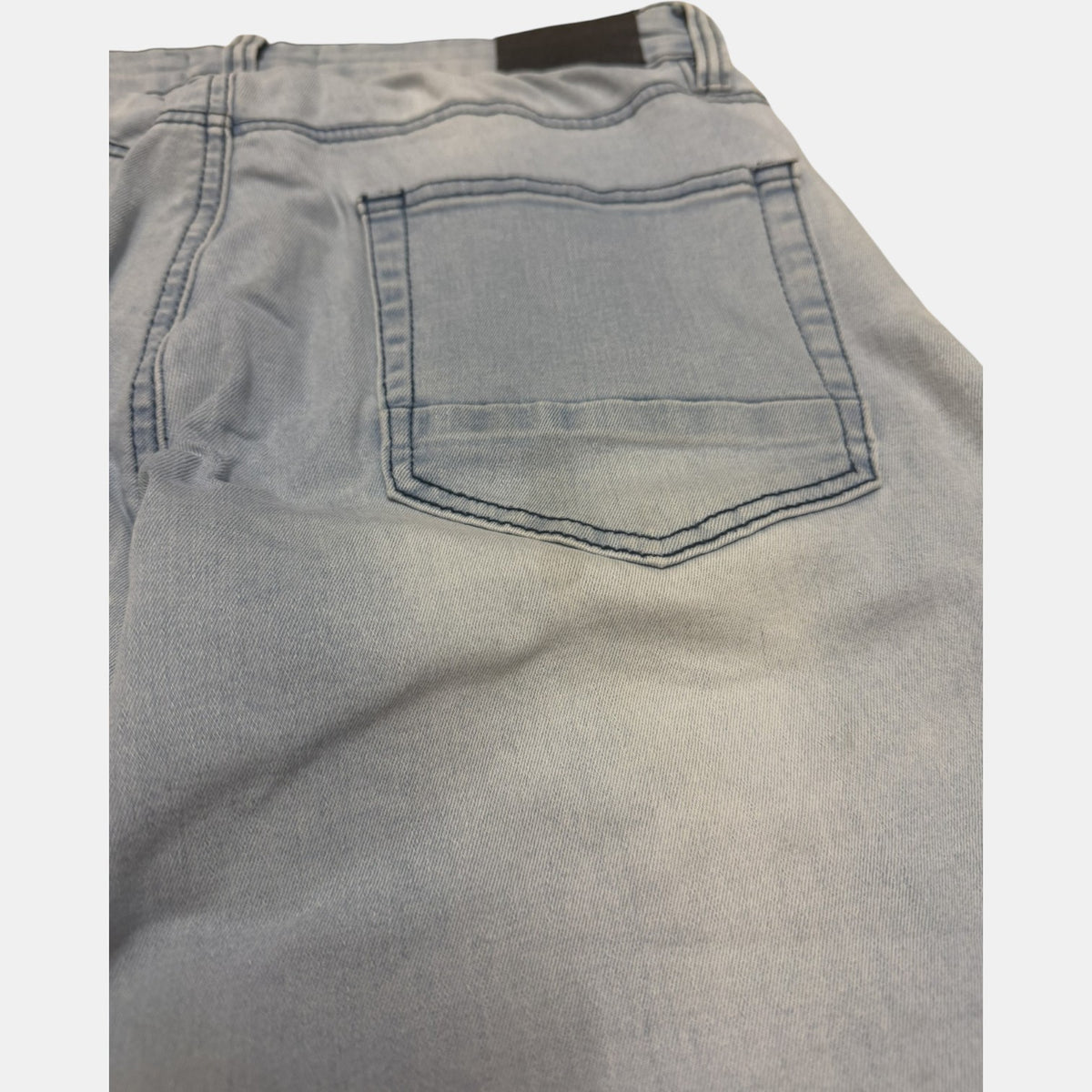 Light Wash Distressed Moto Denim Joggers
