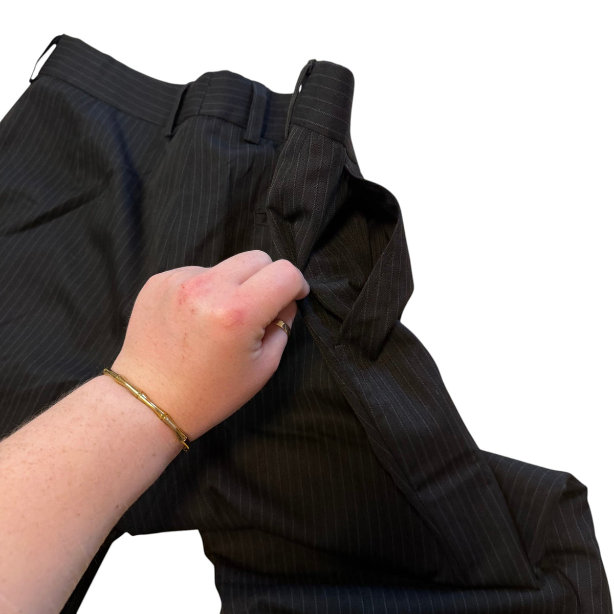 Vintage Smart Black Pinstripe Straight Leg Trousers