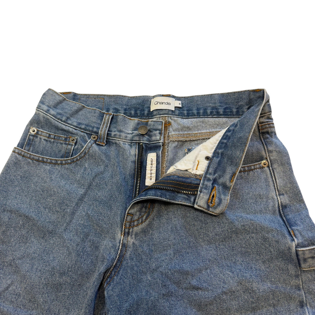 Ghanda Mid Wash Denim Carpenter Shorts
