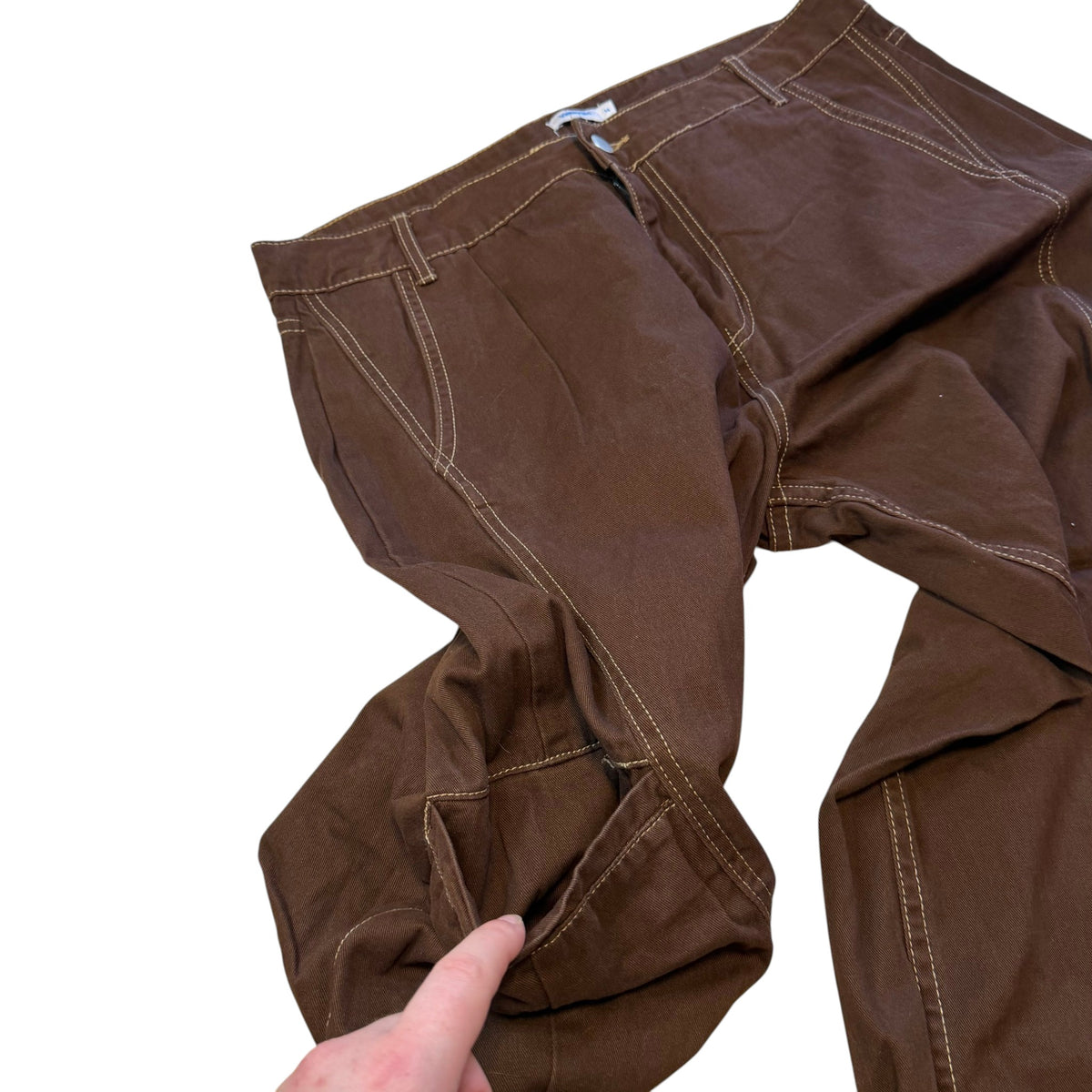 Valley Girl Chocolate Brown Contrast Stitch Cargo Pants