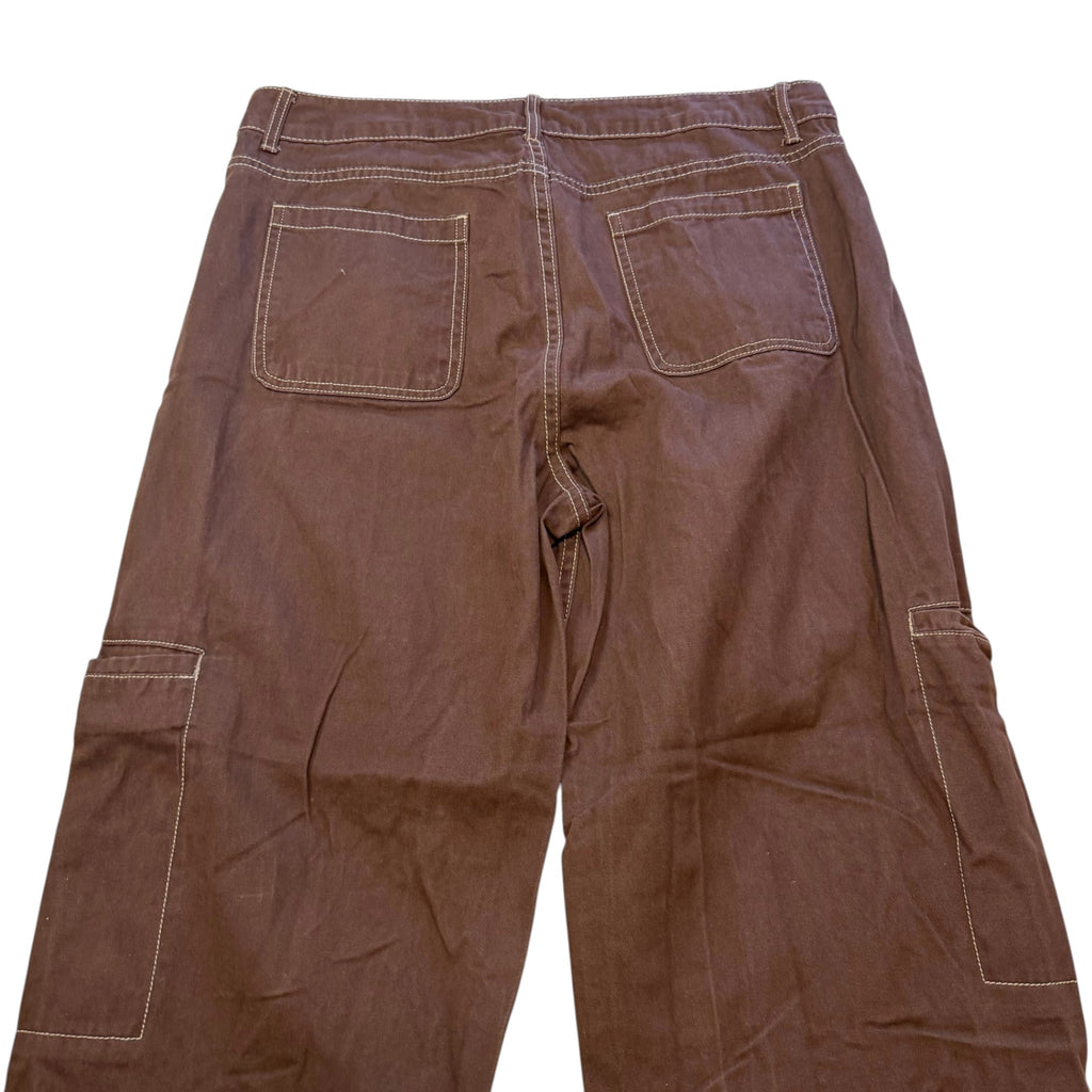 Valley Girl Chocolate Brown Contrast Stitch Cargo Pants