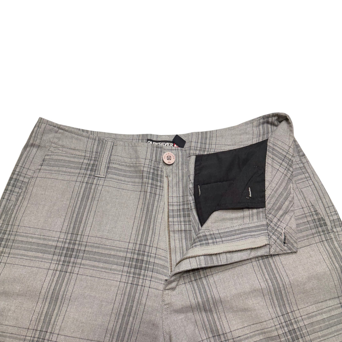 Quick Silver Vintage Grey Plaid Tech Walk Shorts