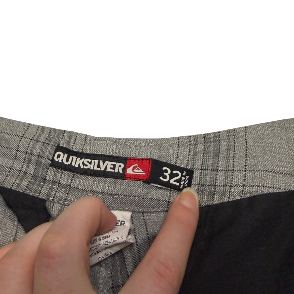 Quick Silver Vintage Grey Plaid Tech Walk Shorts