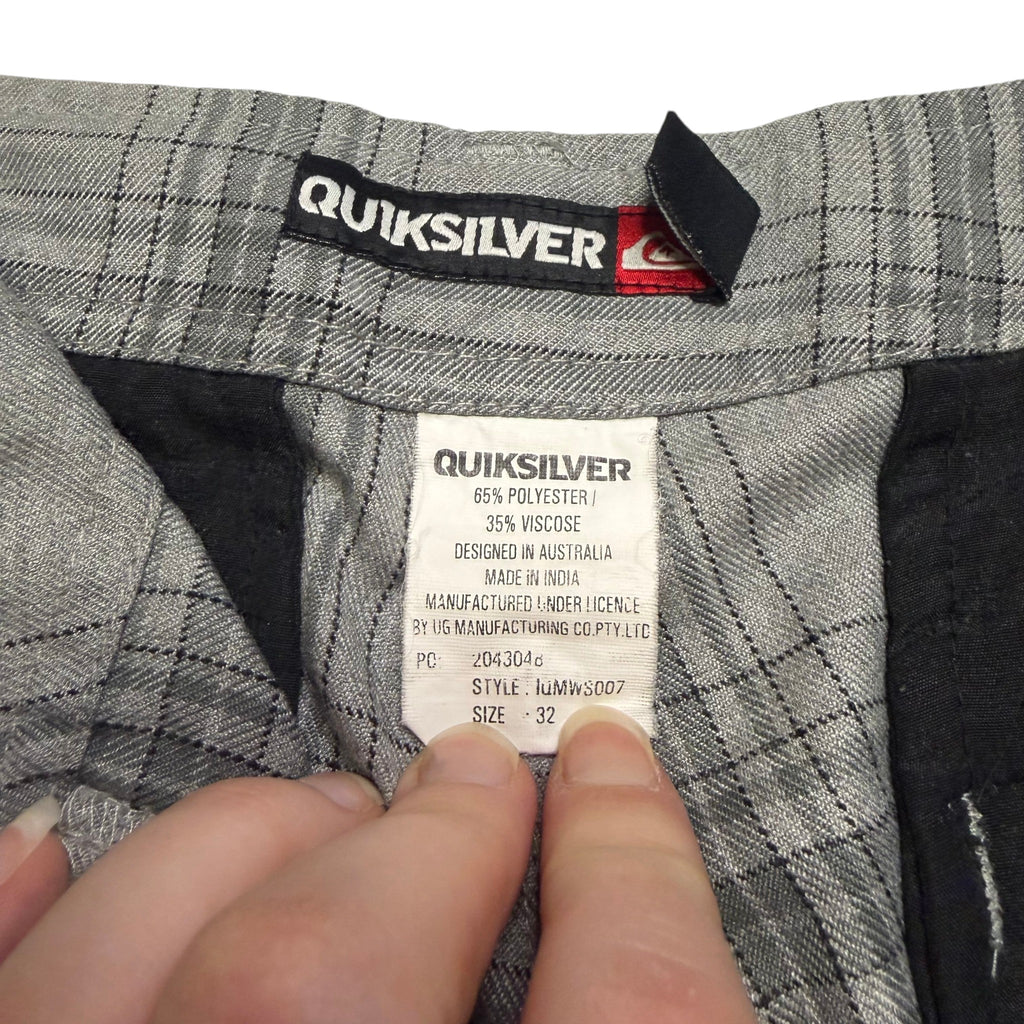 Quick Silver Vintage Grey Plaid Tech Walk Shorts