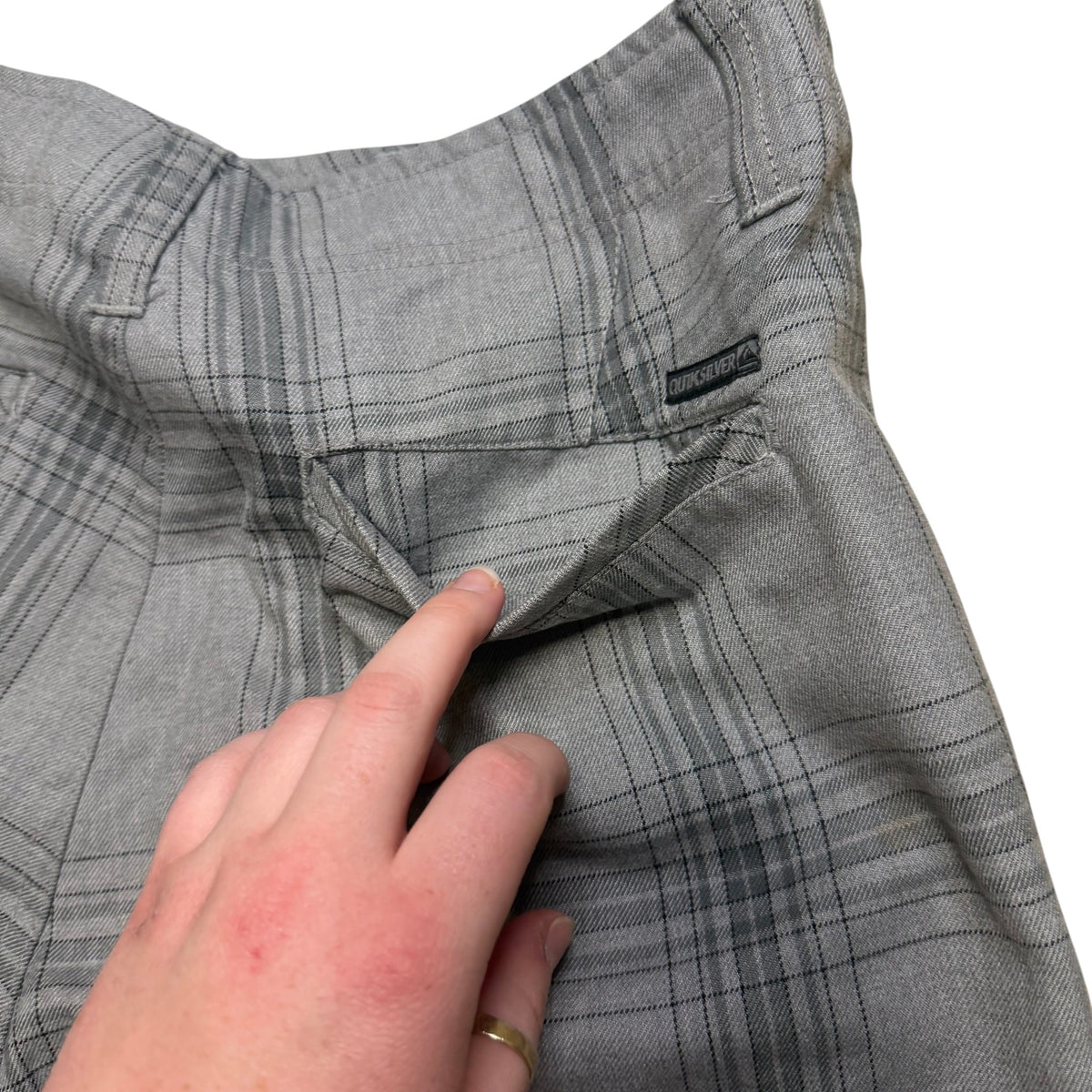 Quick Silver Vintage Grey Plaid Tech Walk Shorts