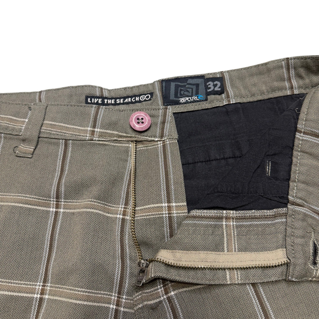 Rip Curl "Live The Search" Plaid Herringbone Walk Shorts