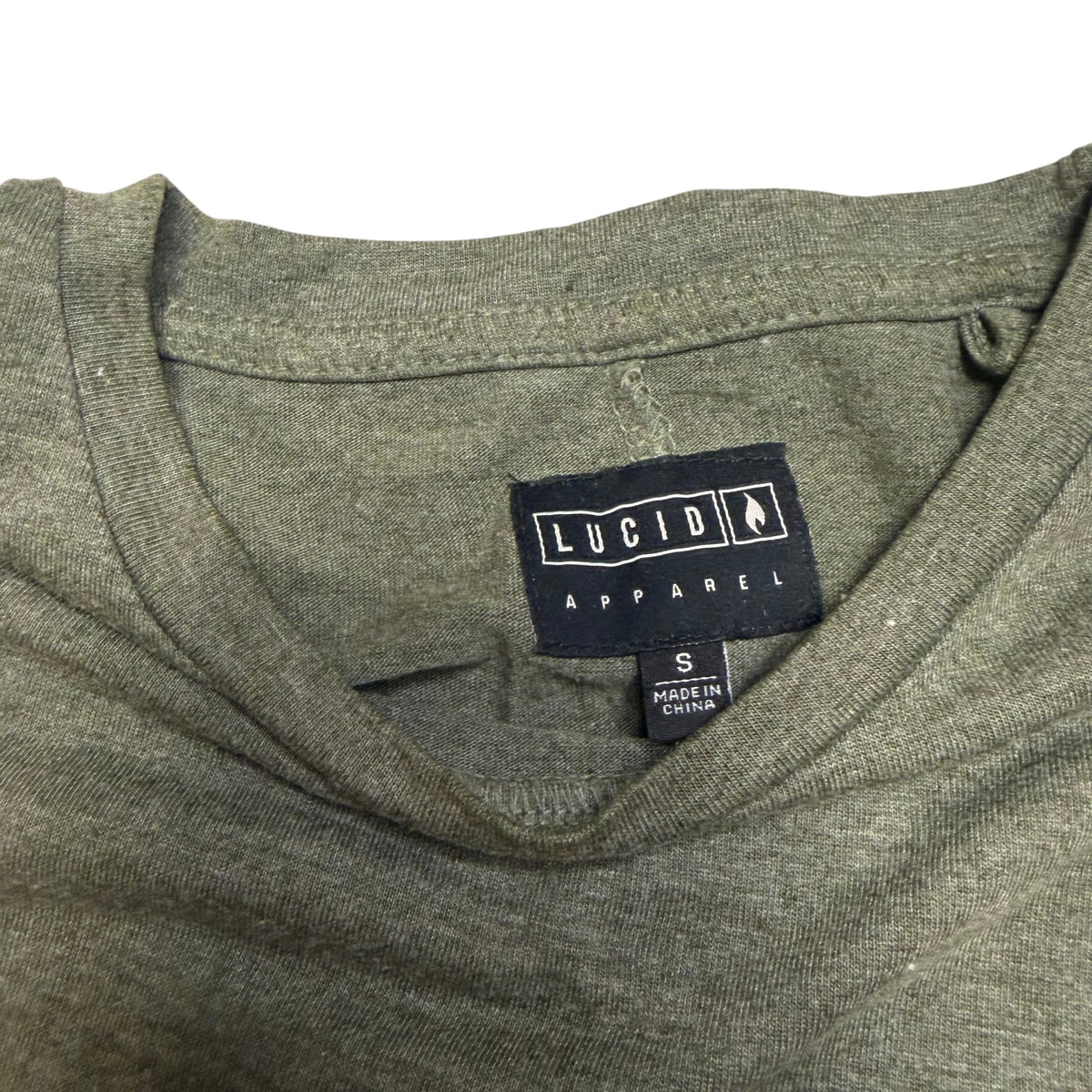 Lucid Apparel Heather Khaki Green Curved Hem Tee