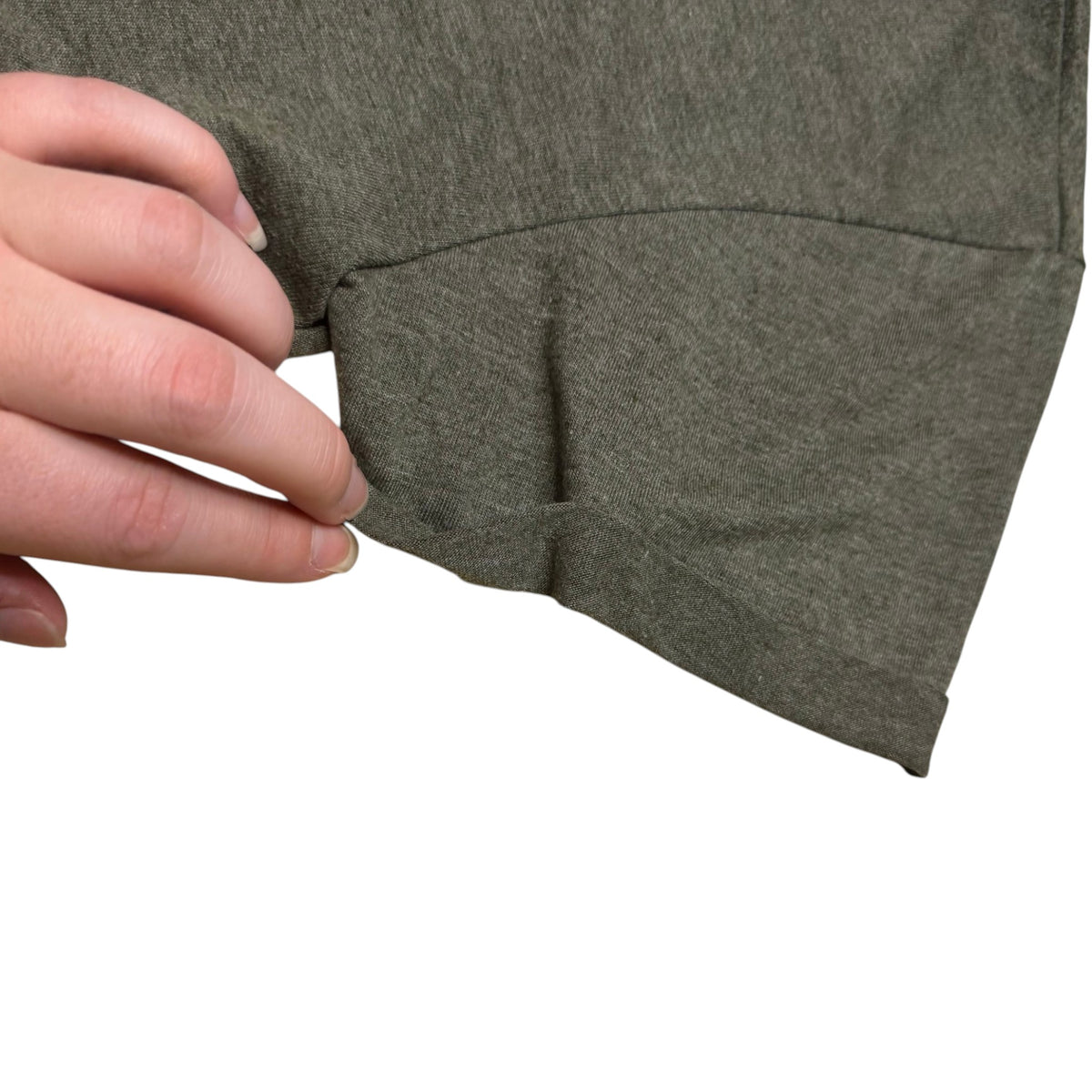 Lucid Apparel Heather Khaki Green Curved Hem Tee