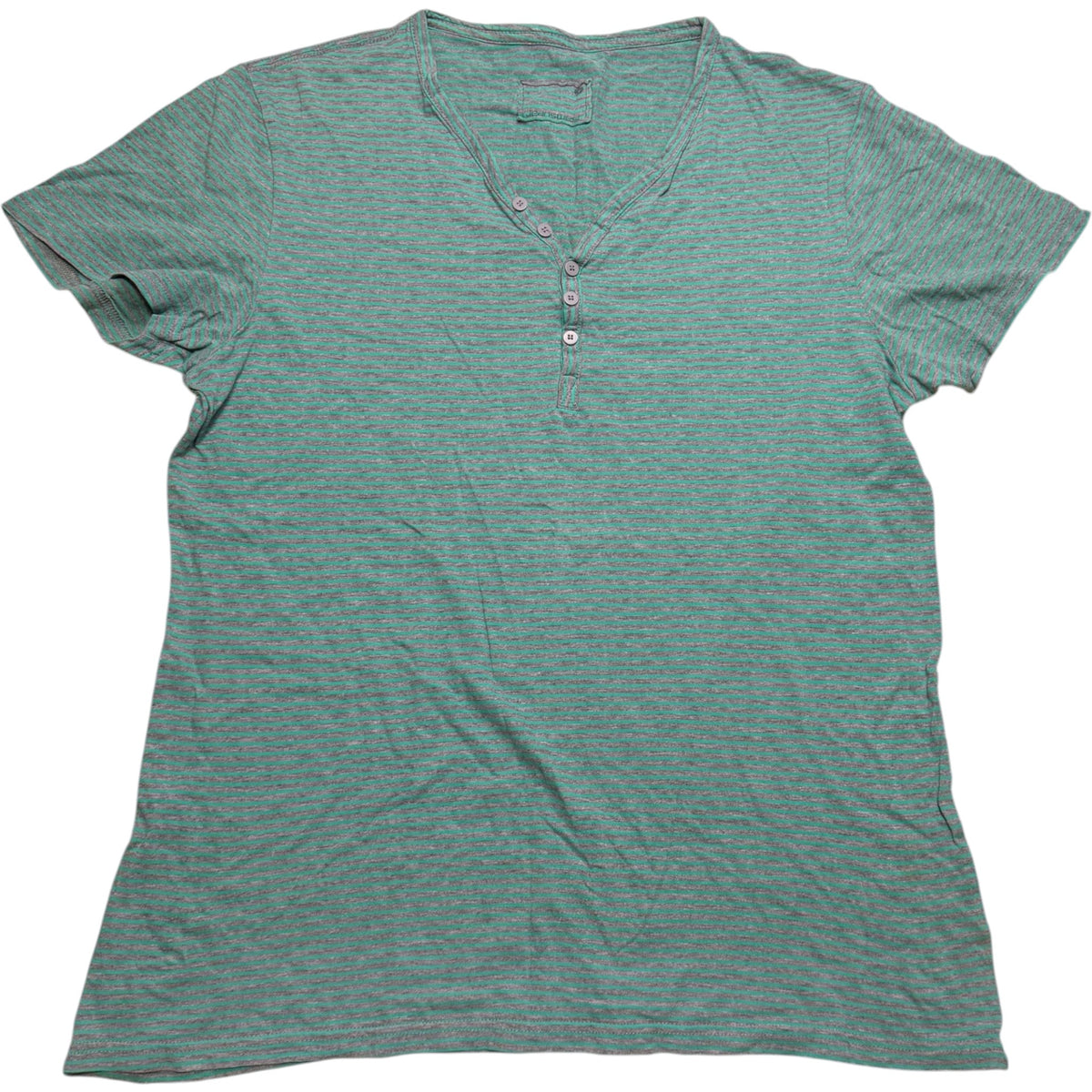 Jeanswest Striped Henley V-Neck Short Sleeve Top