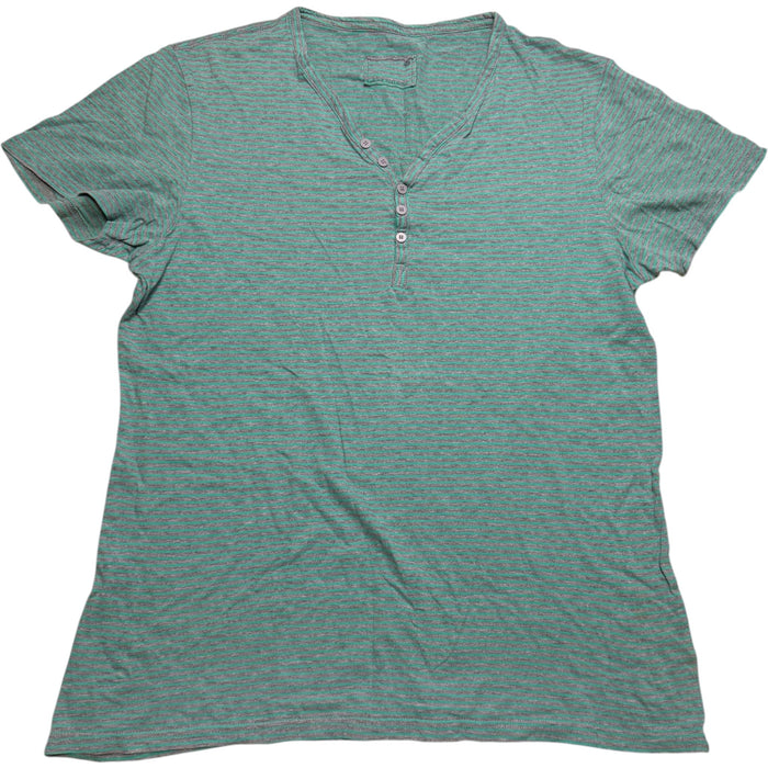 Jeanswest Striped Henley V-Neck Short Sleeve Top