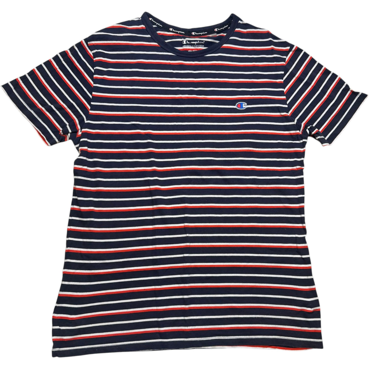 Champion Authentic Athleticwear Striped Embroidered Logo Tee