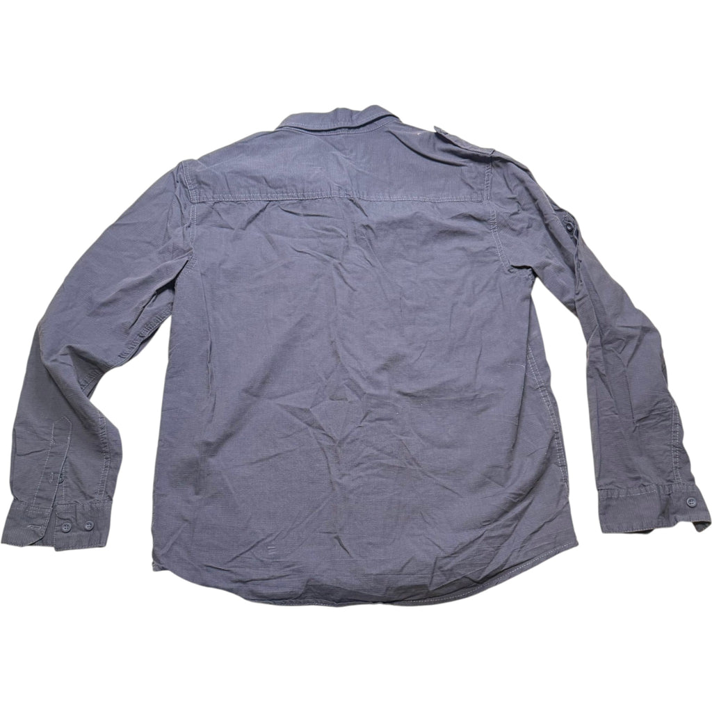 Casual Charcoal Grey Textured Utility Long Sleeve Shirt