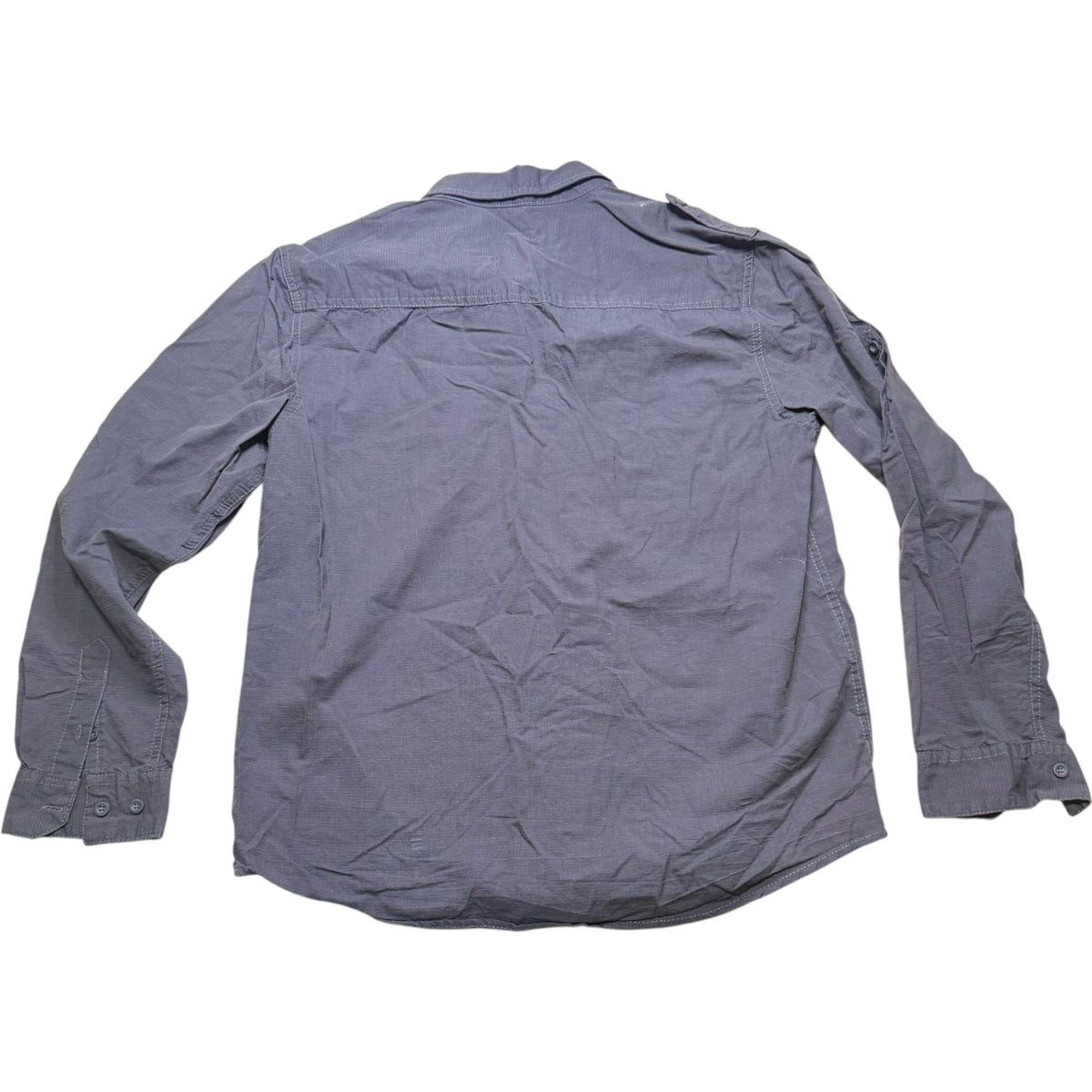 Casual Charcoal Grey Textured Utility Long Sleeve Shirt