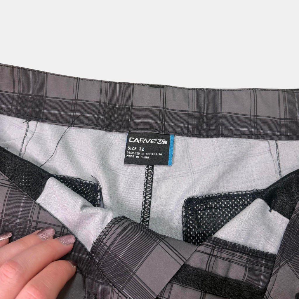 Carve Grey Plaid Hybrid Boardshorts Walkshorts