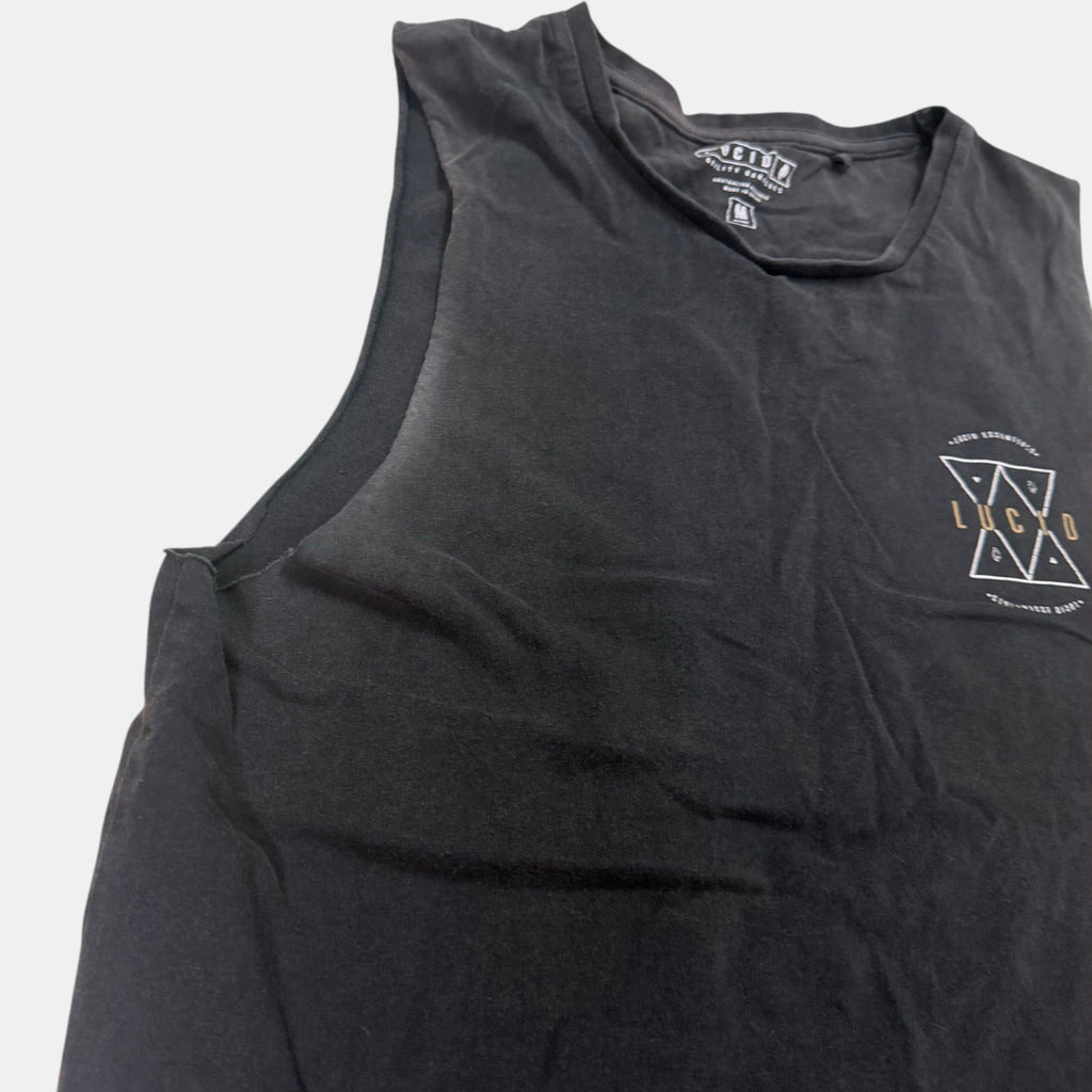 Lucid Essentials Graphic Muscle Tank Top Faded Black
