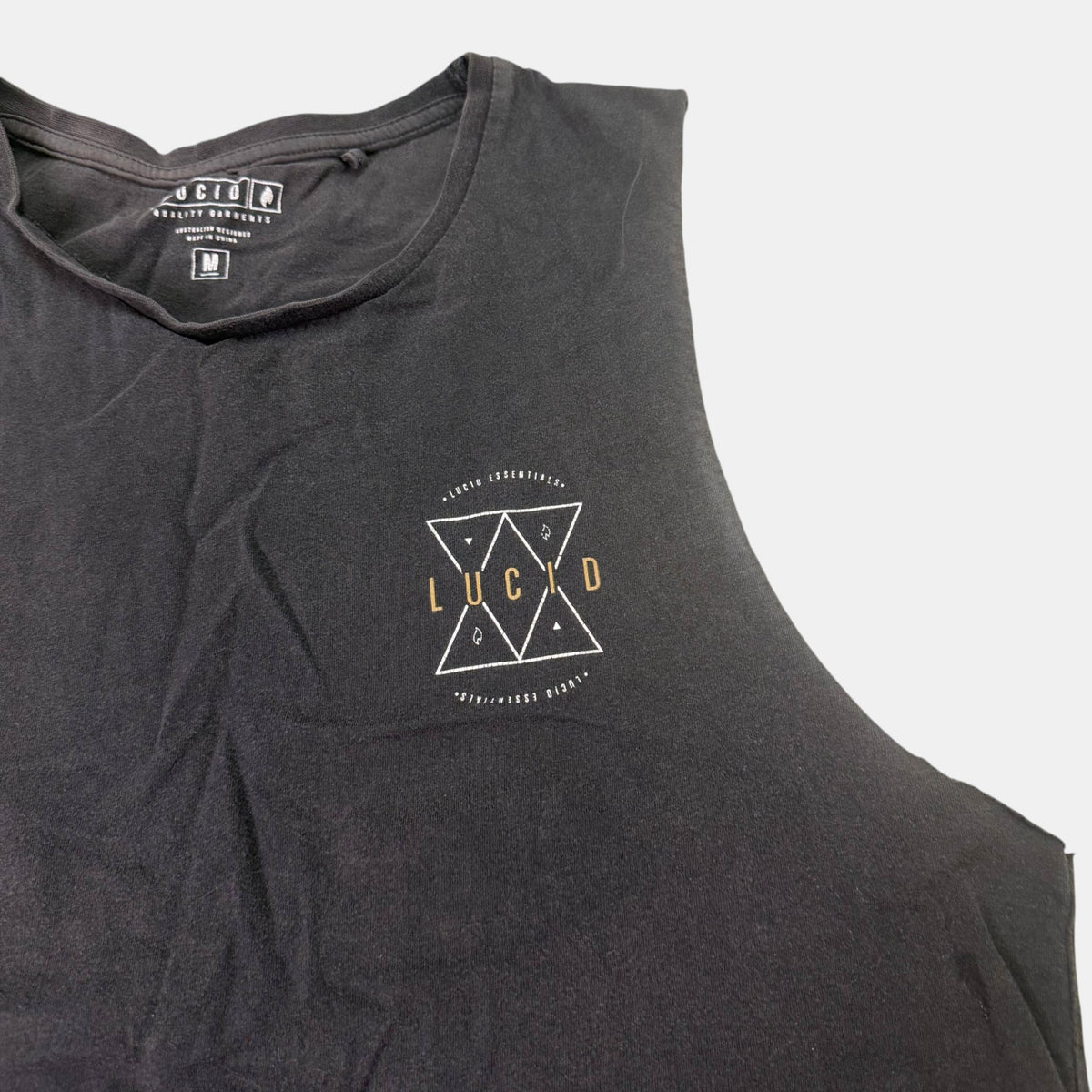Lucid Essentials Graphic Muscle Tank Top Faded Black