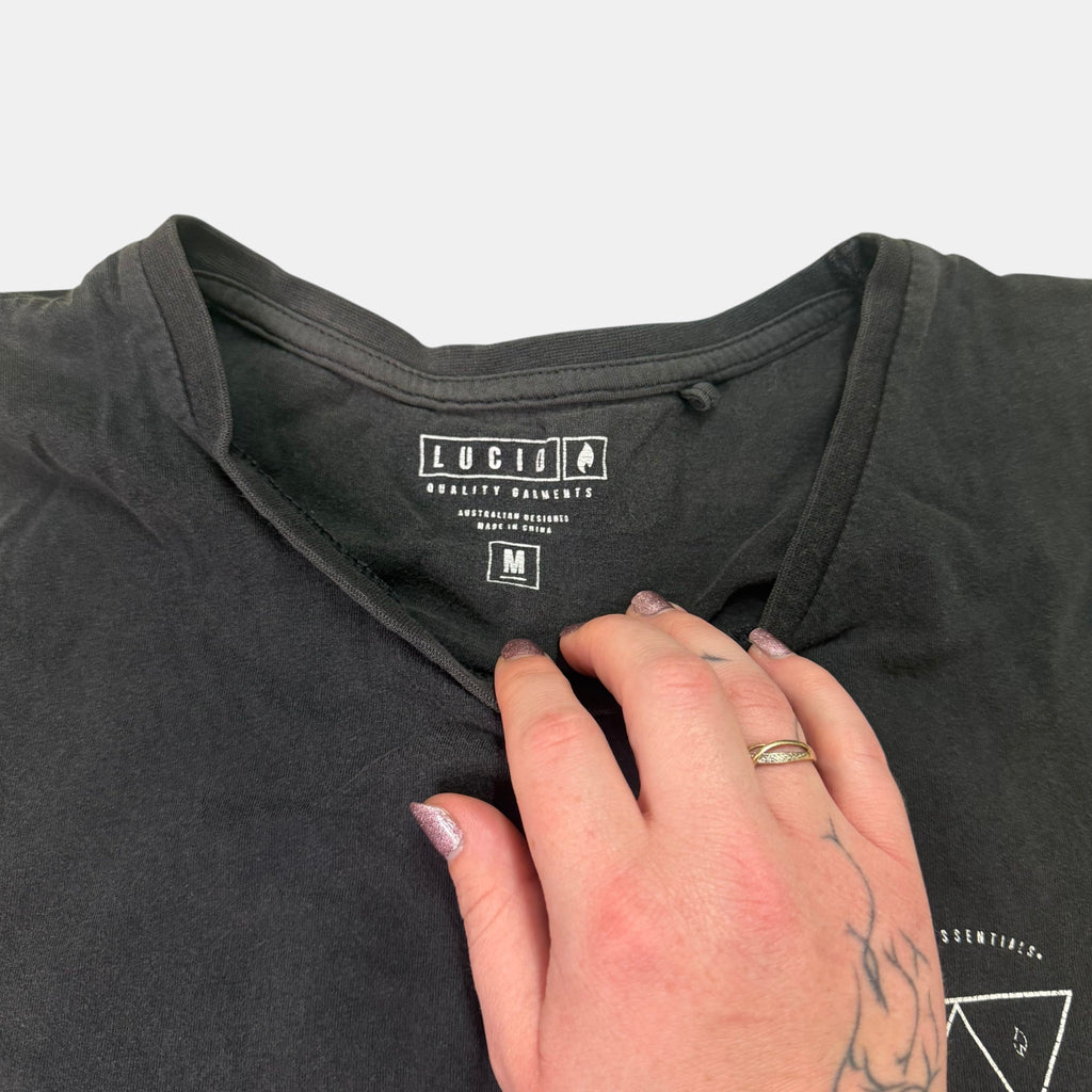 Lucid Essentials Graphic Muscle Tank Top Faded Black