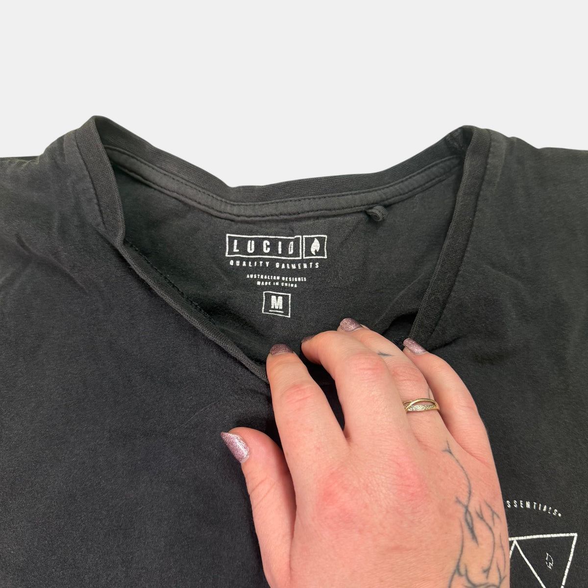 Lucid Essentials Graphic Muscle Tank Top Faded Black