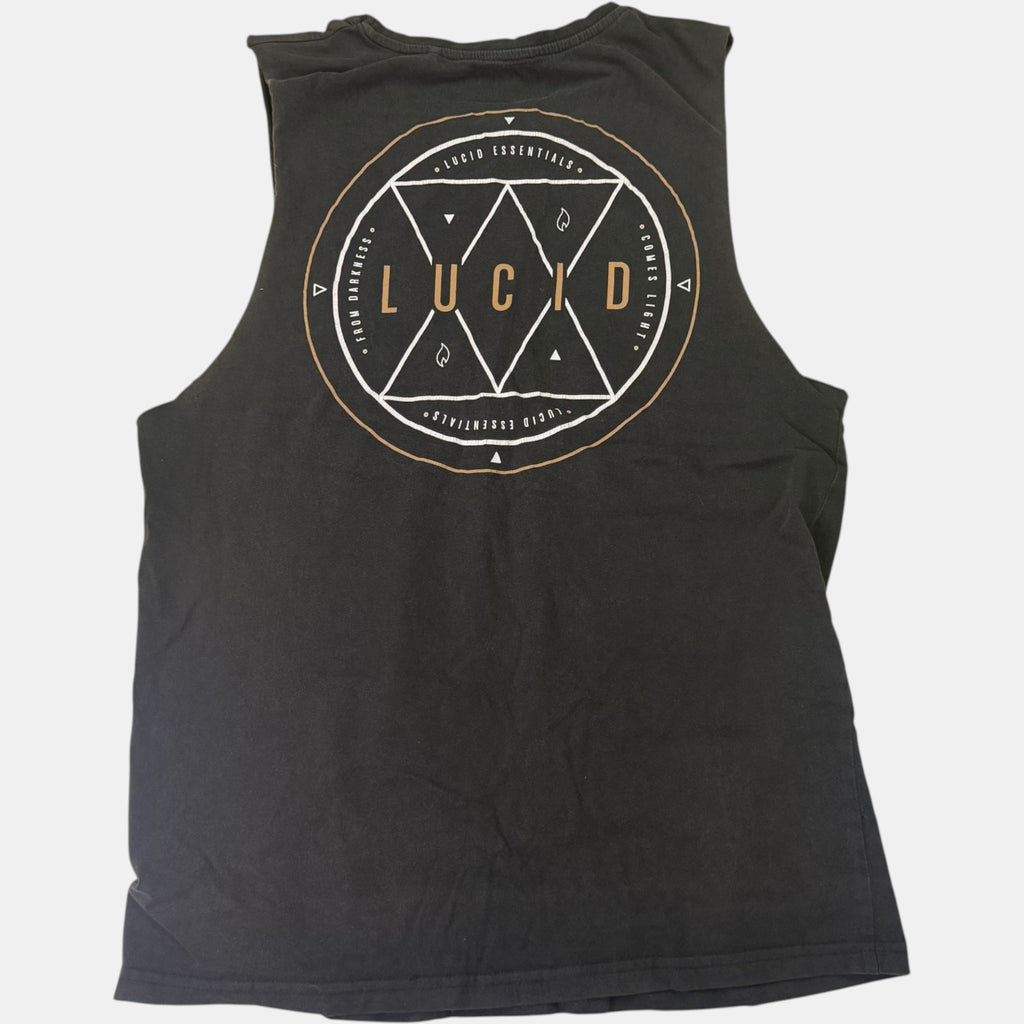 Lucid Essentials Graphic Muscle Tank Top Faded Black
