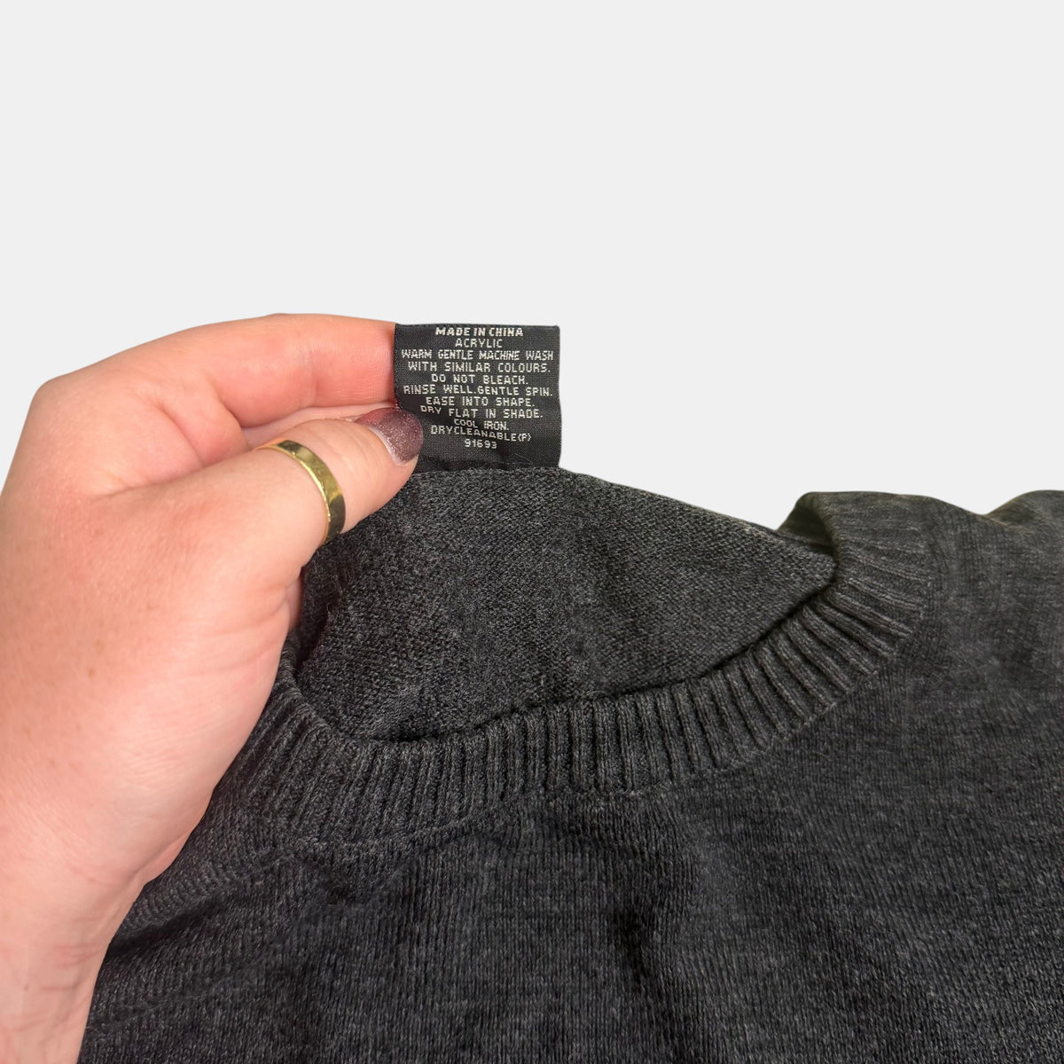 Urban Supply Knit Jumper Striped Crewneck Sweater Charcoal Grey