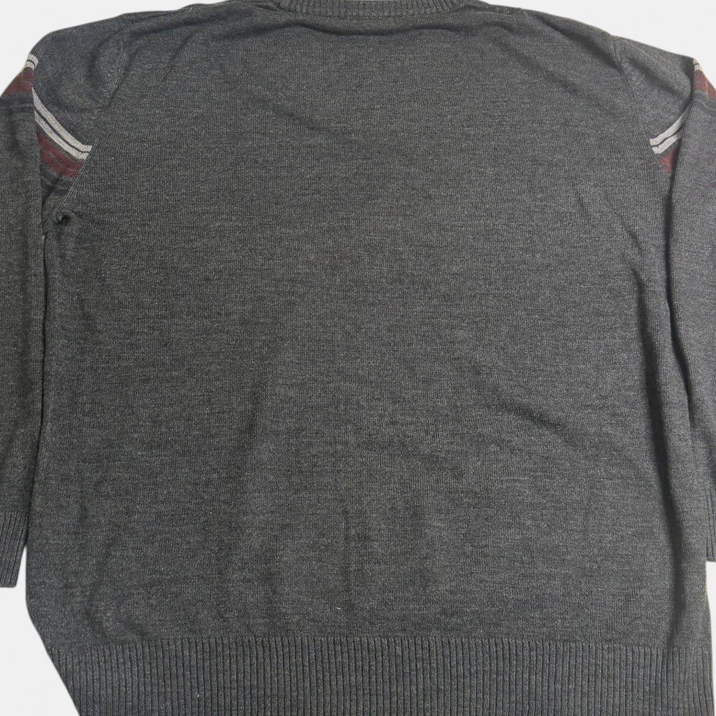 Urban Supply Knit Jumper Striped Crewneck Sweater Charcoal Grey