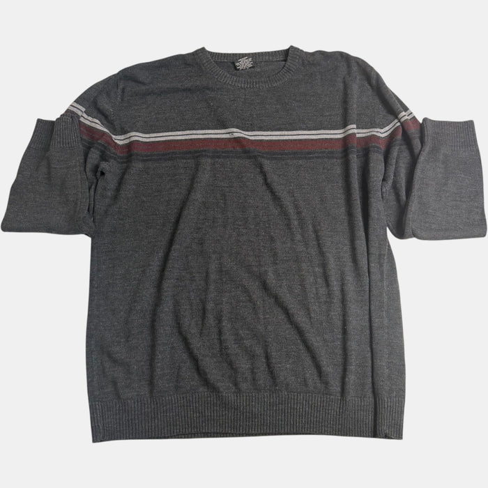 Urban Supply Knit Jumper Striped Crewneck Sweater Charcoal Grey
