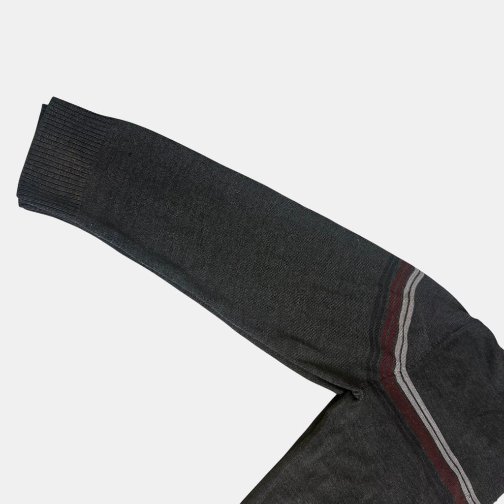 Urban Supply Knit Jumper Striped Crewneck Sweater Charcoal Grey